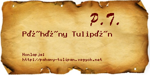 Páhány Tulipán névjegykártya